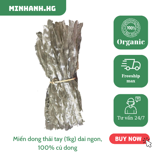 Miến dong thái tay - túi 1kg - 100% làm từ củ dong, sản xuất thủ công, đảm bảo VSATTP