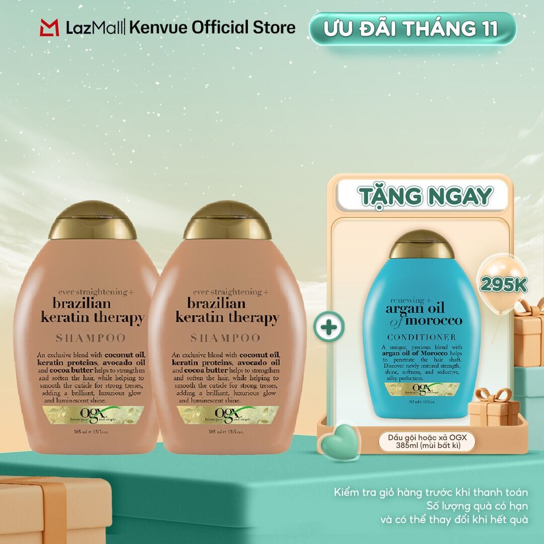 Combo 2 Chai Dầu Gội Đầu OGX - Dung Tích 385mlx2