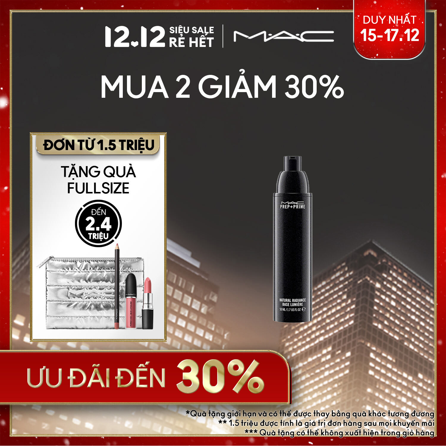 [ĐỘC QUYỀN 15-17.12] Kem lót nuôi dưỡng cấp ẩm và kiểm soát dầu hiệu quả MAC Prep + Prime Natural Radiance 50ml - RADIANT YELLOW