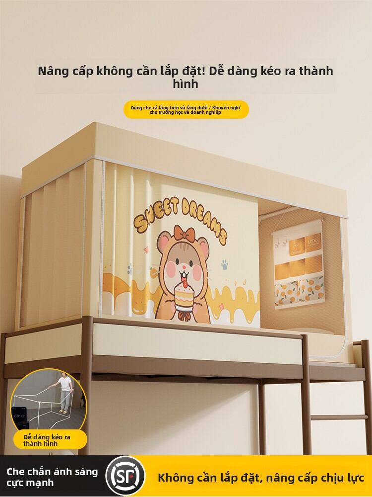 LANWUXUAN | Bed Curtain Blocking Light Single Bed Bunk Use No Install Bracket - Thương hiệu LANWUXUAN Giá 931,000 Đồng*Miễn phí vận chuyển