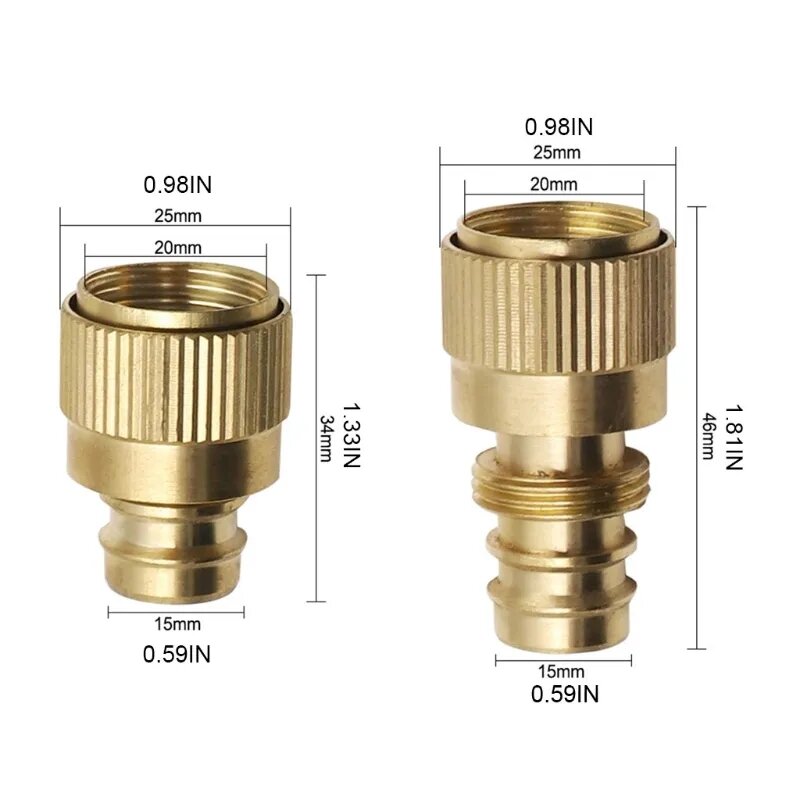 Đầu vòi xịt tăng áp bằng đồng rửa xe áp lực cao, tưới cây điều chỉnh nhiều chế độ (không cần đai siết)