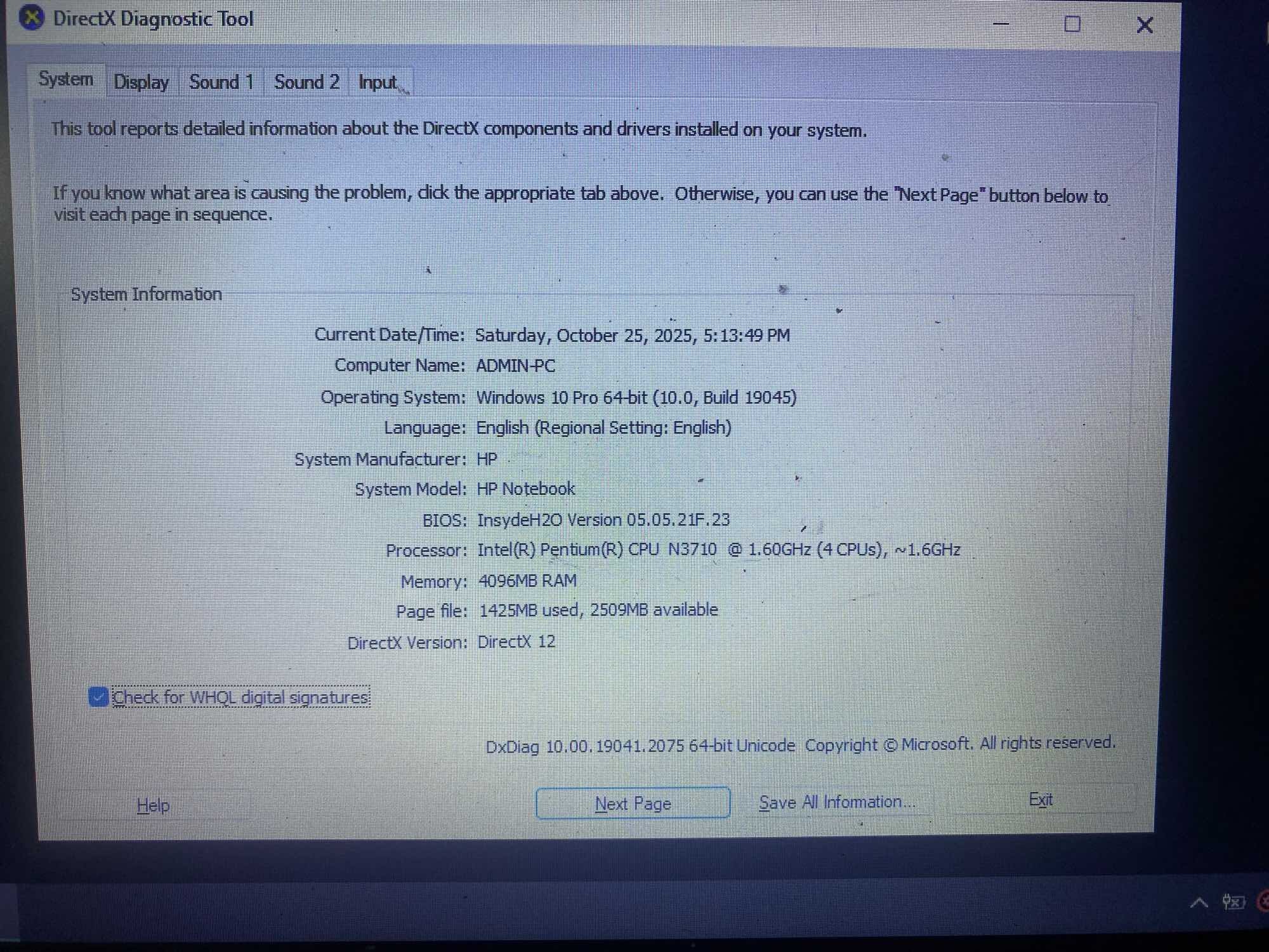 Hp Notebook 14/N3710/Ssd120/Ram4Gb