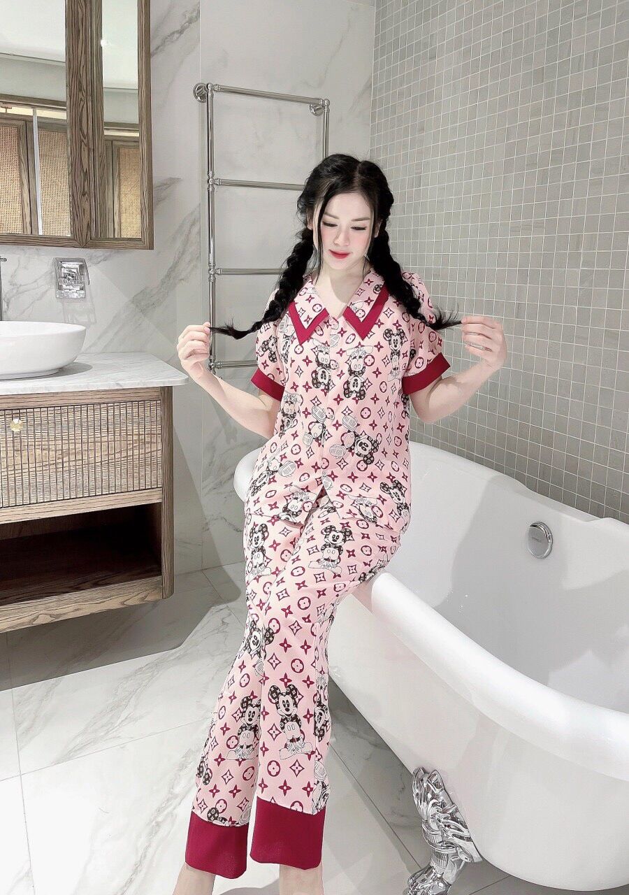 😘 bộ đồ mặc nhà tay ngắn quần dài lụa mango vải mềm mịn thoáng mát❤️