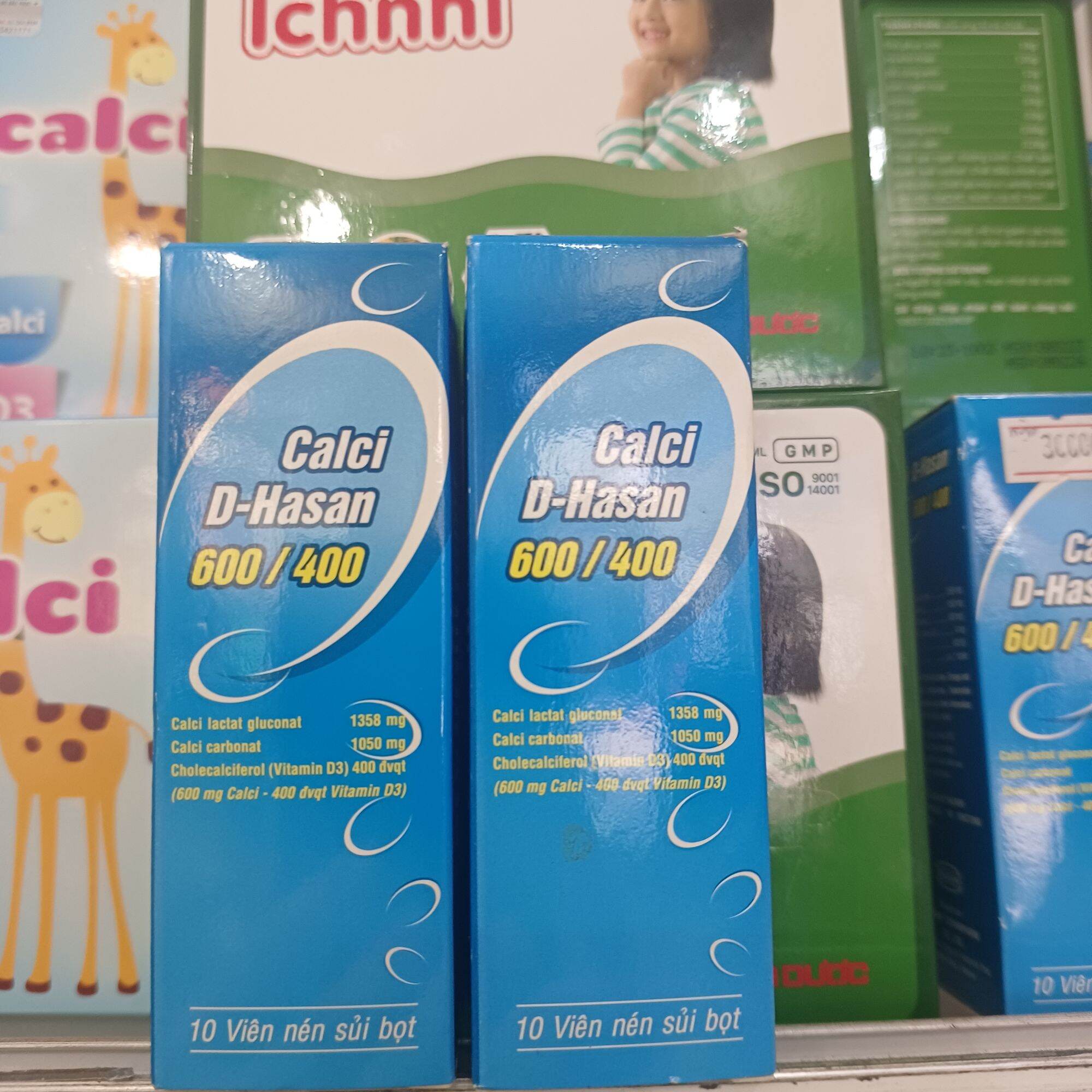 Viên sủi calci d-hasan 600/400 tuýp 10 viên