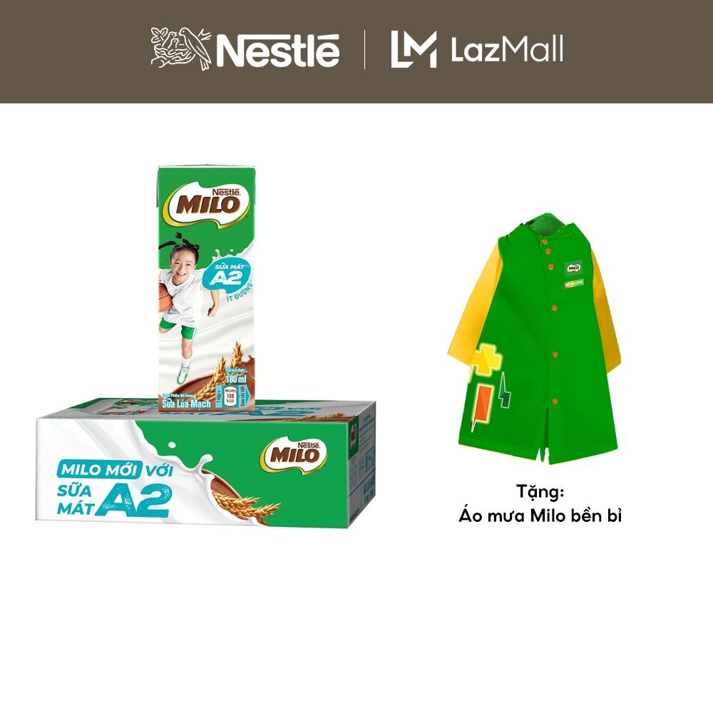 [ƯU ĐÃI THÁNG 5] [FREESHIP HCM] Thùng  Sữa Lúa Mạch Nestle MILO A2 MỚI 48 hộp (4x180ml)