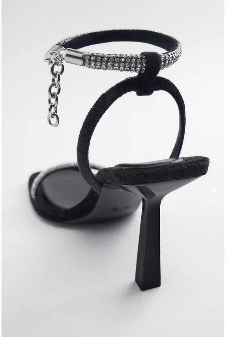 Sandal Z.Ra hai quai đá trắng cao 9cm [HÀNG SẴN]