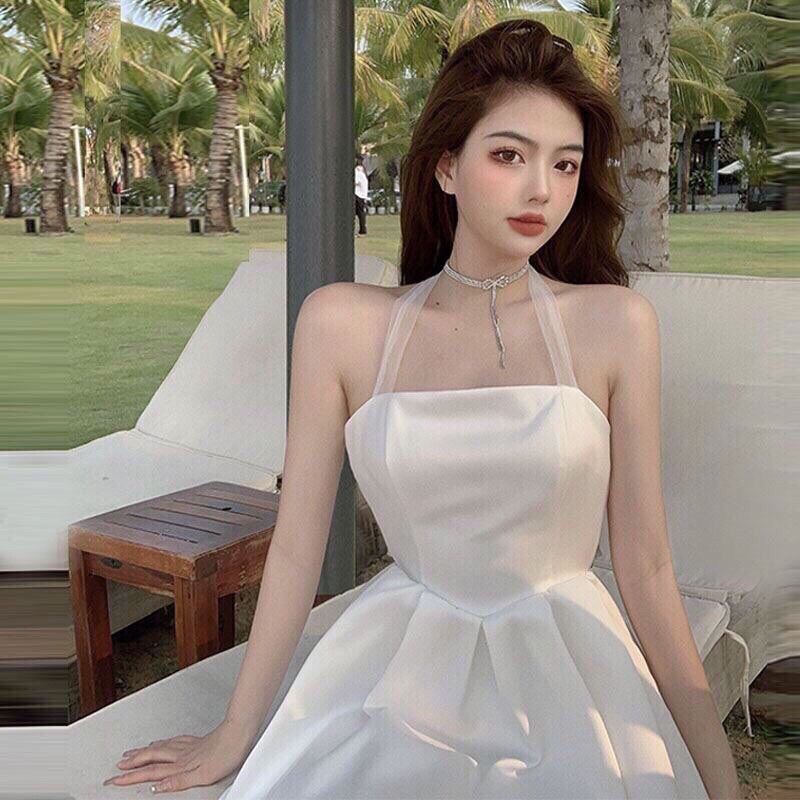 Đầm Trắng Công Chúa Thắt Nơ Lưng