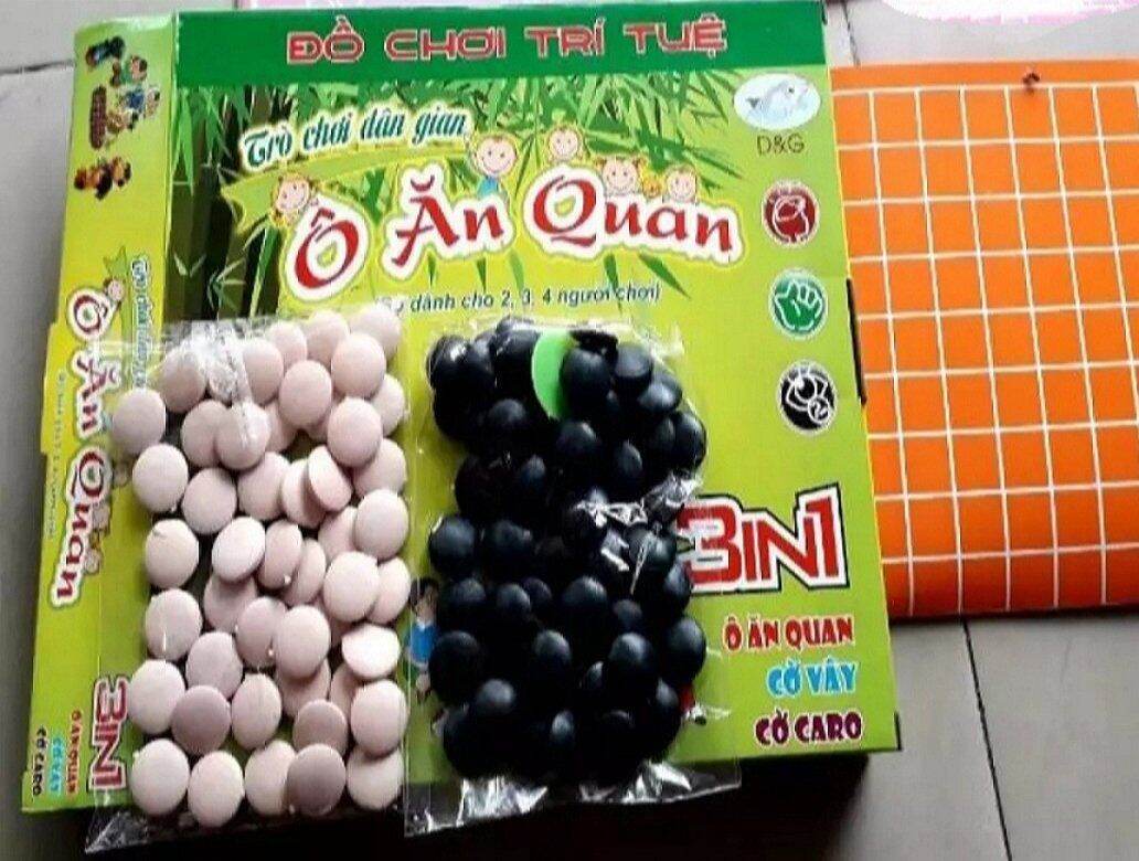 Đồ chơi trí tuệ 3 in 1 - ô ăn quan - cờ vây - cờ caro - trò chơi dân gian