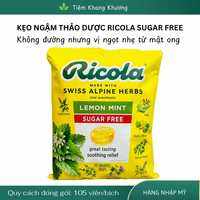(DATE: 2028) KẸO NGẬM THẢO DƯỢC GIẢM HO-ĐAU-NGỨA HỌNG RICOLA - KHÔNG ĐƯỜNG (FREE SUGAR) - HÀNG NHẬP MỸ CHÍNH HÃNG