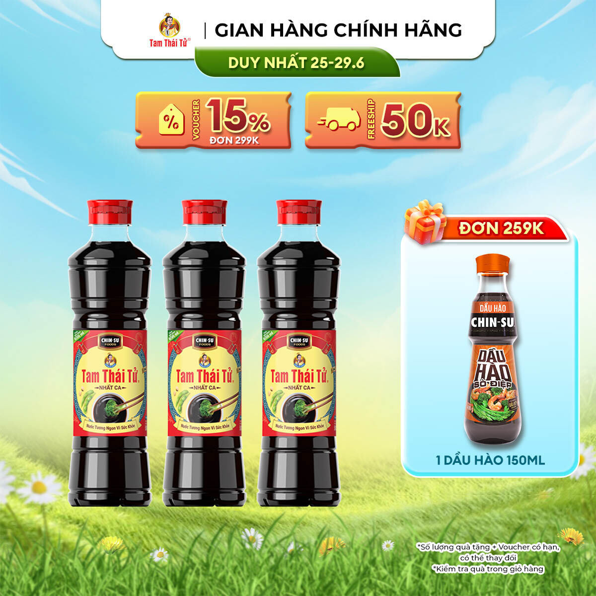 [DUY NHẤT 25-29.06 VOUCHER 18% ĐƠN 249K] Combo 3 Nước Tương Tam Thái Tử Nhất Ca 650ml