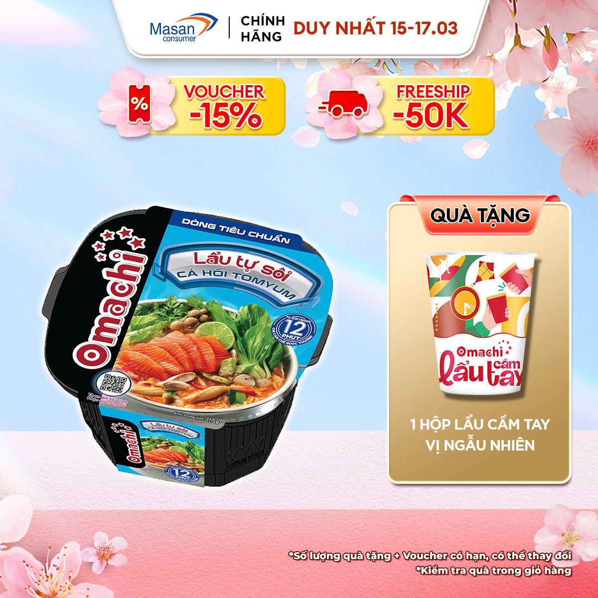 Omachi lẩu tự sôi cá hồi tomyum 117g