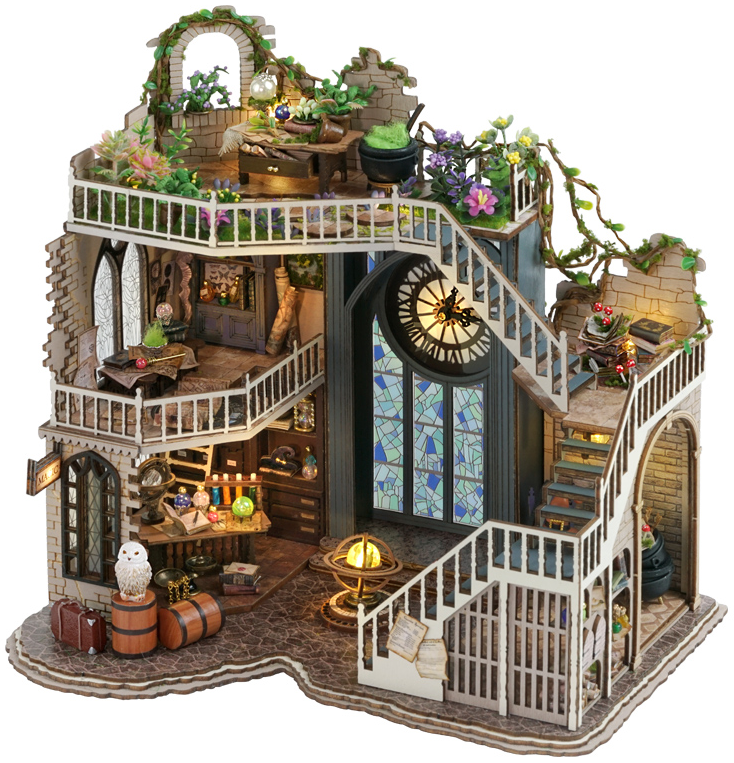 Kèm Mica và keo dán gỗ - Mô hình nhà gỗ búp bê Dollhouse DIY lắp ráp