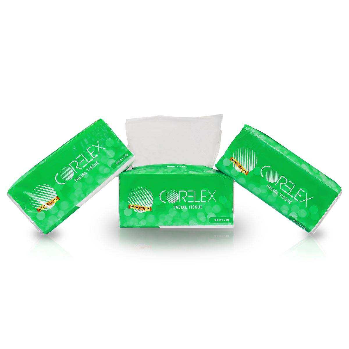 3 gói KHĂN GIẤY RÚT - CORELEX FACIAL 300
