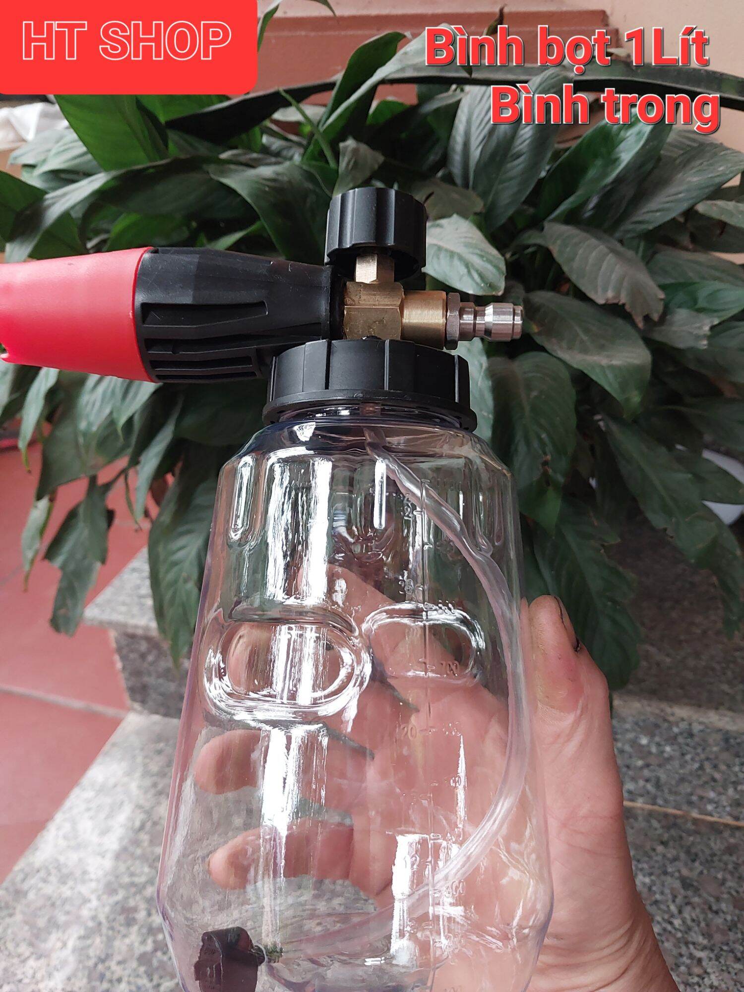 Bình xịt bọt tuyết 1L cao cấp lắp máy rửa xe mini, máy rửa xe áp lực cao