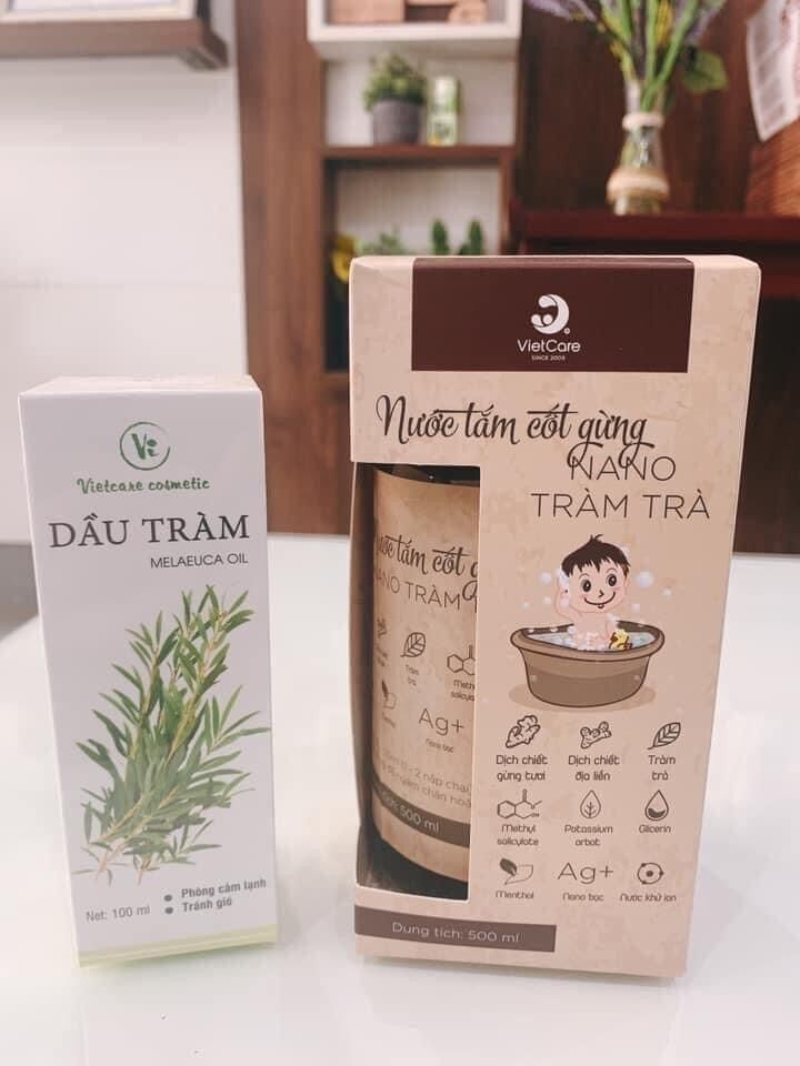 Nước tắm, ngâm chân cốt gừng nano tràm trà vietcare chai 500ml