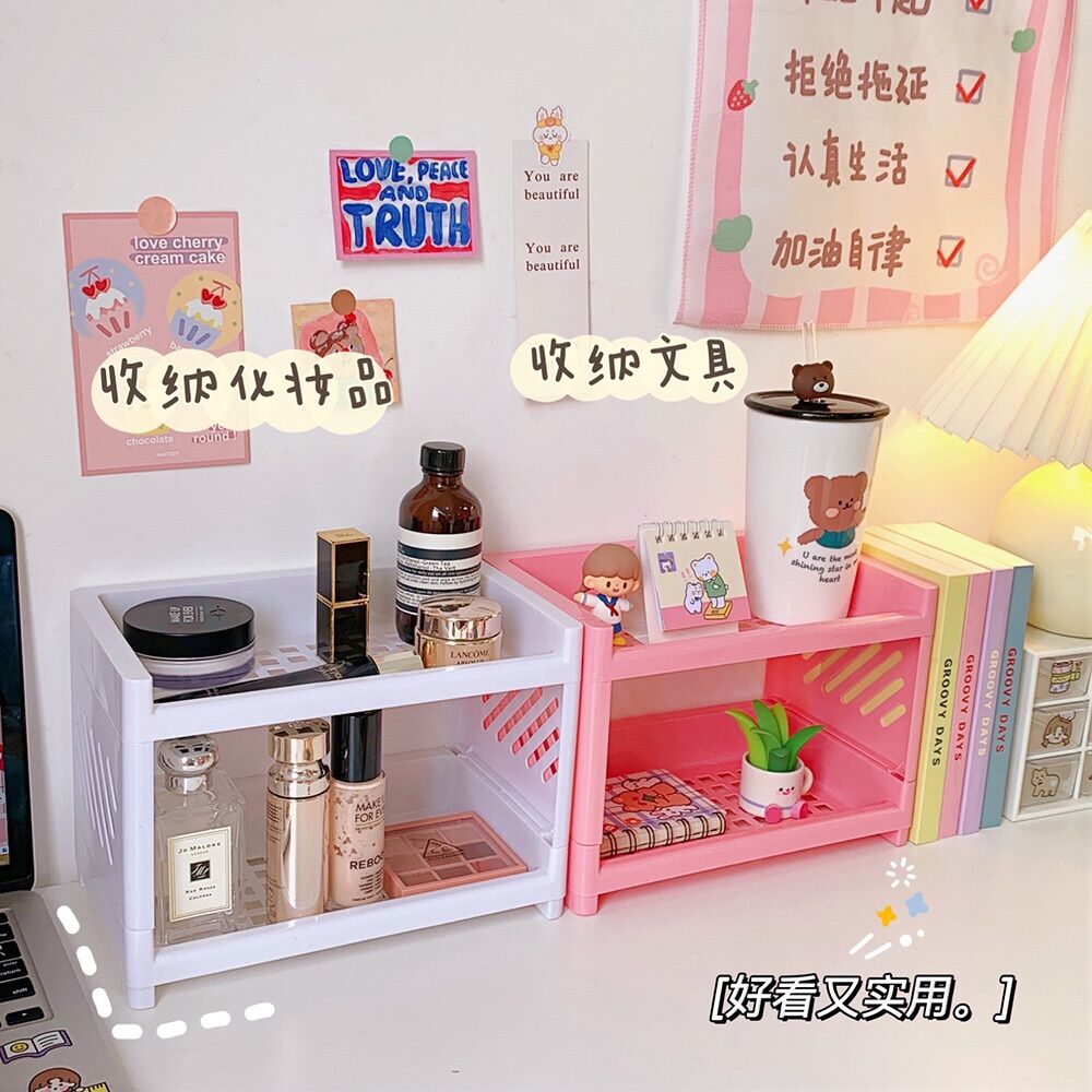 Kệ giá mini hai tầng chắc chắn decor phòng, kệ mỹ phẩm, nhà bếp, kệ gia vị