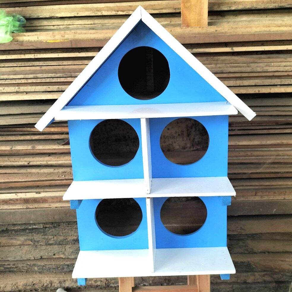 Chuồng bồ câu gỗ loại 5 lỗ tròn nuôi được 3 đôi chim bồ câu thả rông