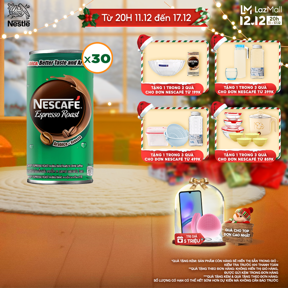 Thùng 30 Lon Cà phê uống liền NESCAFÉ® Espresso Roast (180ml)