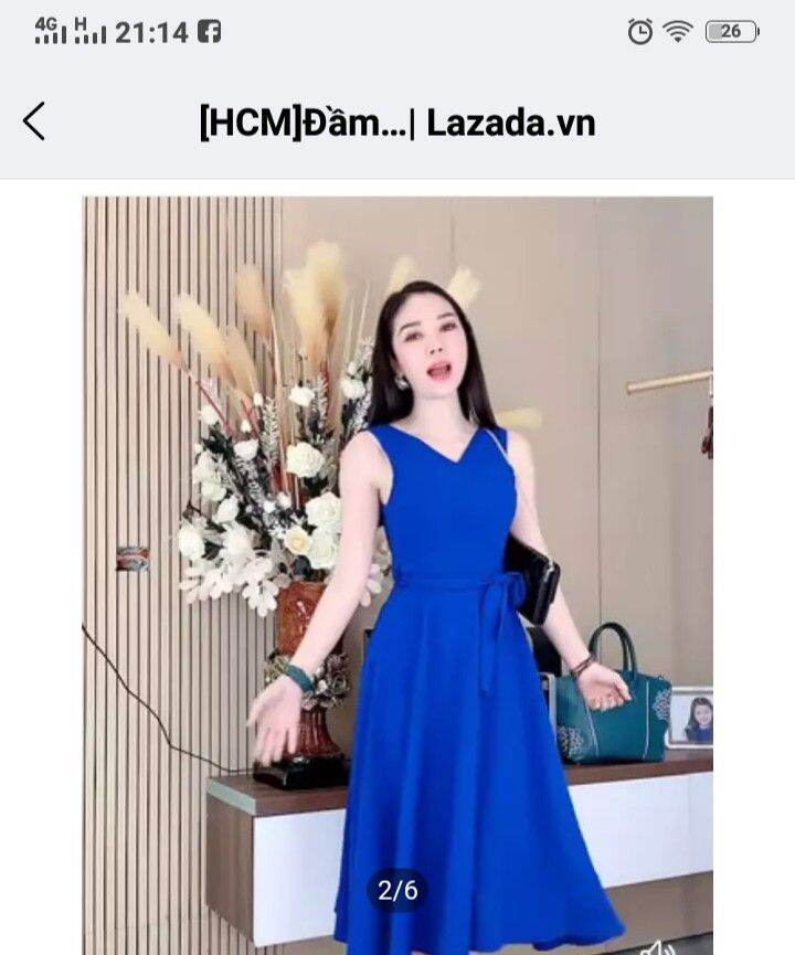 [HCM]Đầm Xòe Dự Tiệc 3 Màu Xanh Tím Đen Bo Eo - D233