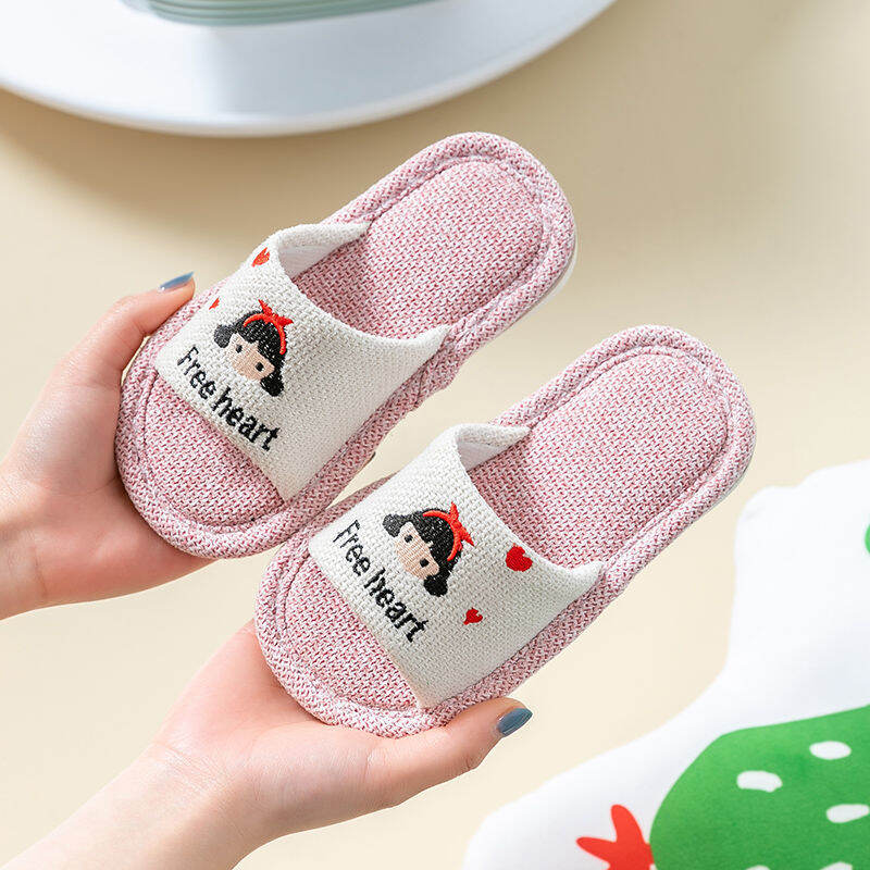 Dép lê lanh trẻ em dép lê em bé gia đình xuân thu hoạt hình chống trượt trong nhà bốn mùa gia đình trẻ em bé gái mùa hè