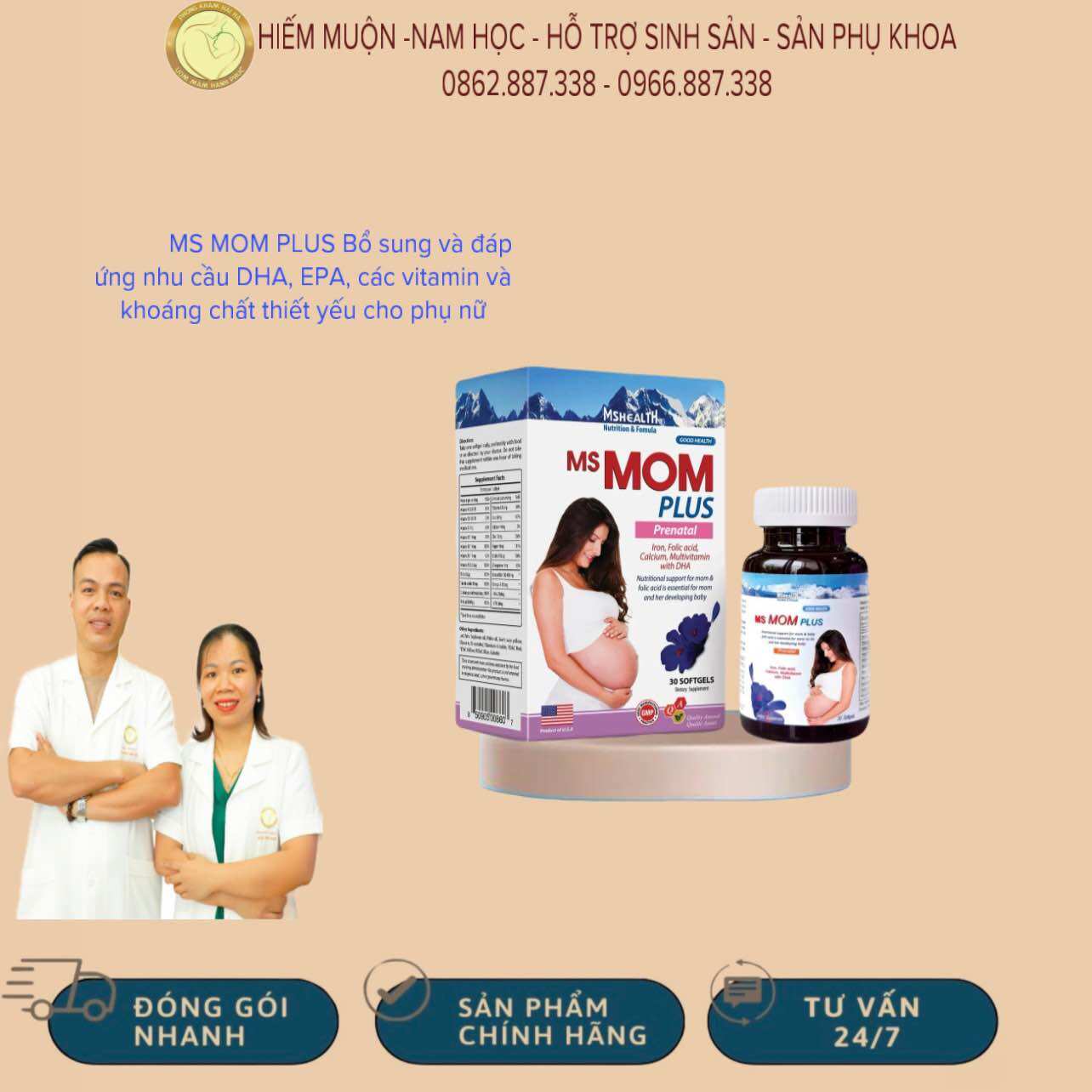 Ms mom plus bổ sung và đáp ứng nhu cầu dha, epa, các vitamin và khoáng chất thiết yếu cho phụ nữ