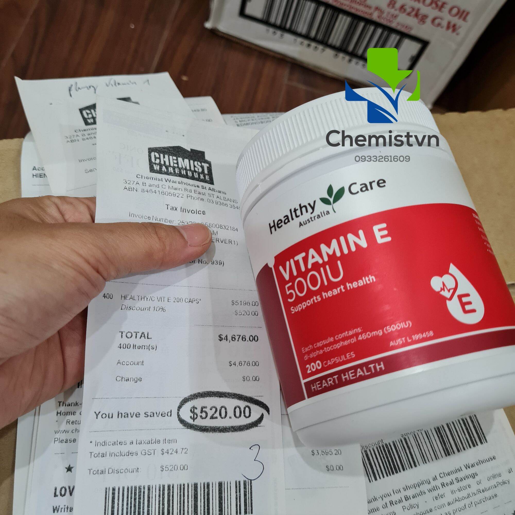 Viên vitamin e 500iu healthy care úc 200 viên