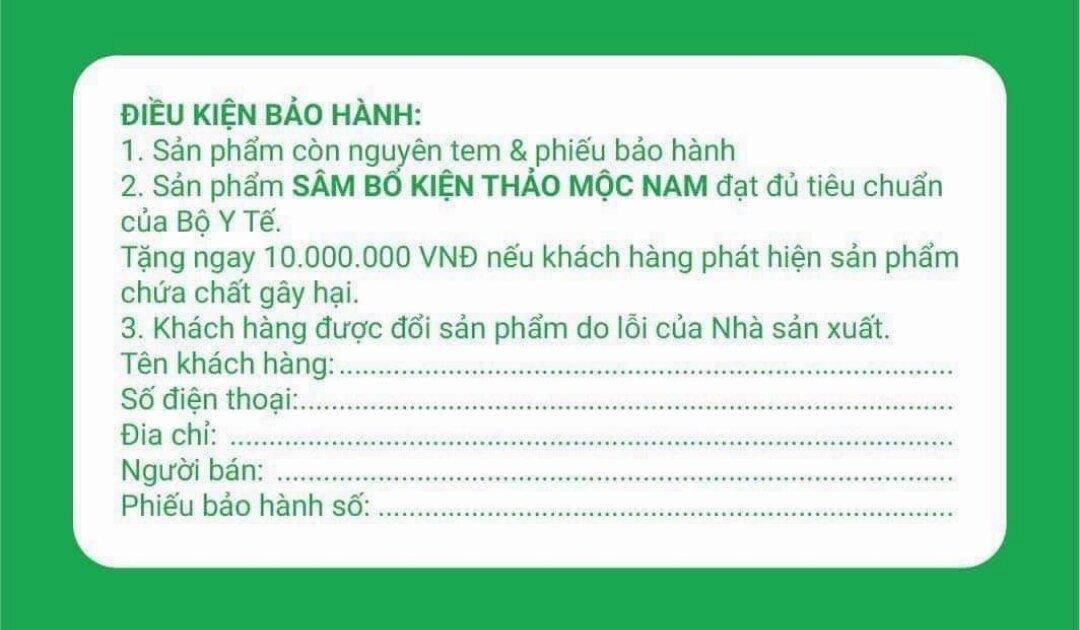 Sâm Bổ Kiện Thảo Mộc Nam