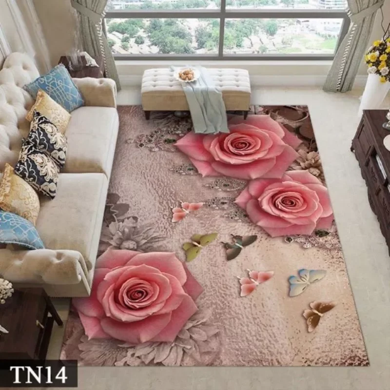 Thảm trải sàn BALI 5D mẫu hoa hồng 1m6x2m3
