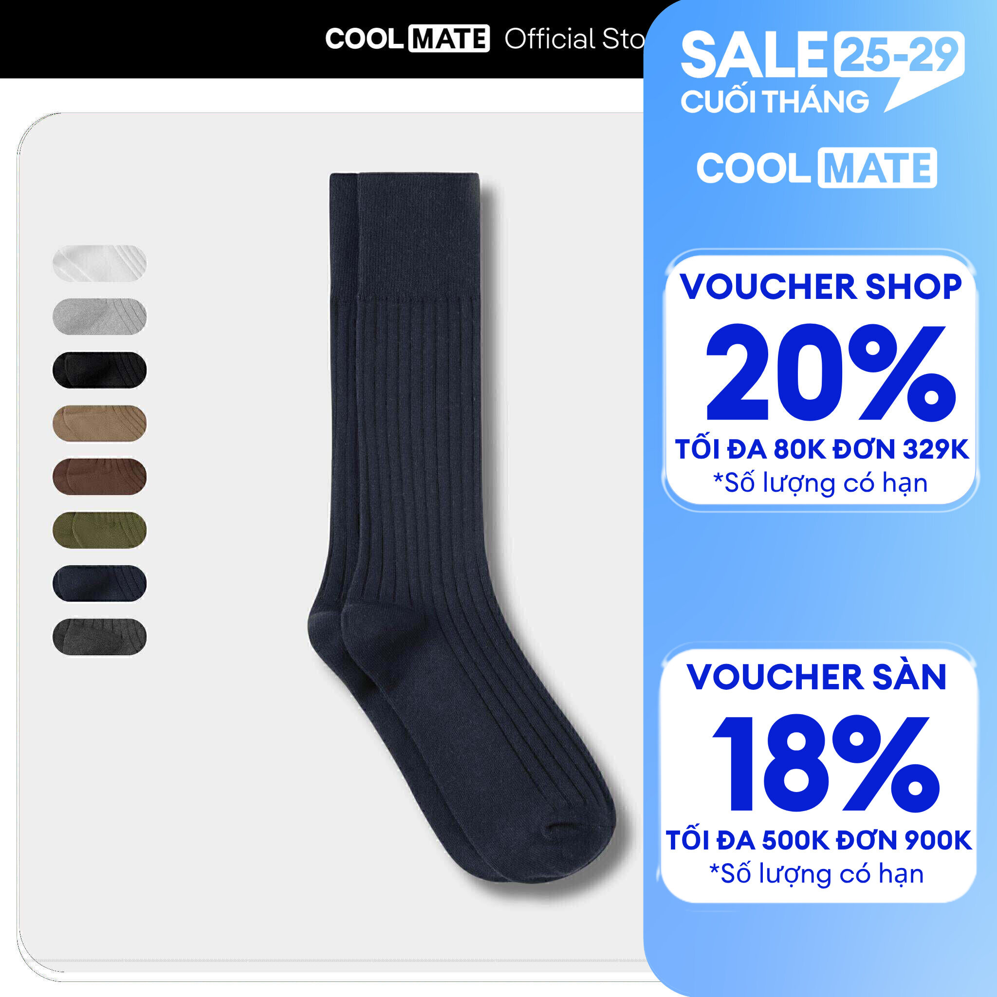 Tất cổ dài Cotton Ribbed Coolmate Thoáng khí