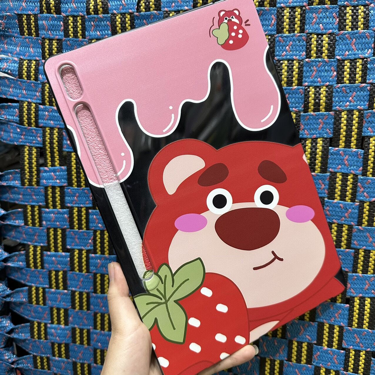 Case ốp lưng samsung tab s7fe / s7 fe / s7 / s8 / s7plus / s7 plus / s8plus / s8 plus dẻo gấu dâu lotso siêu dễ thương ôm máy chất bao đẹp
