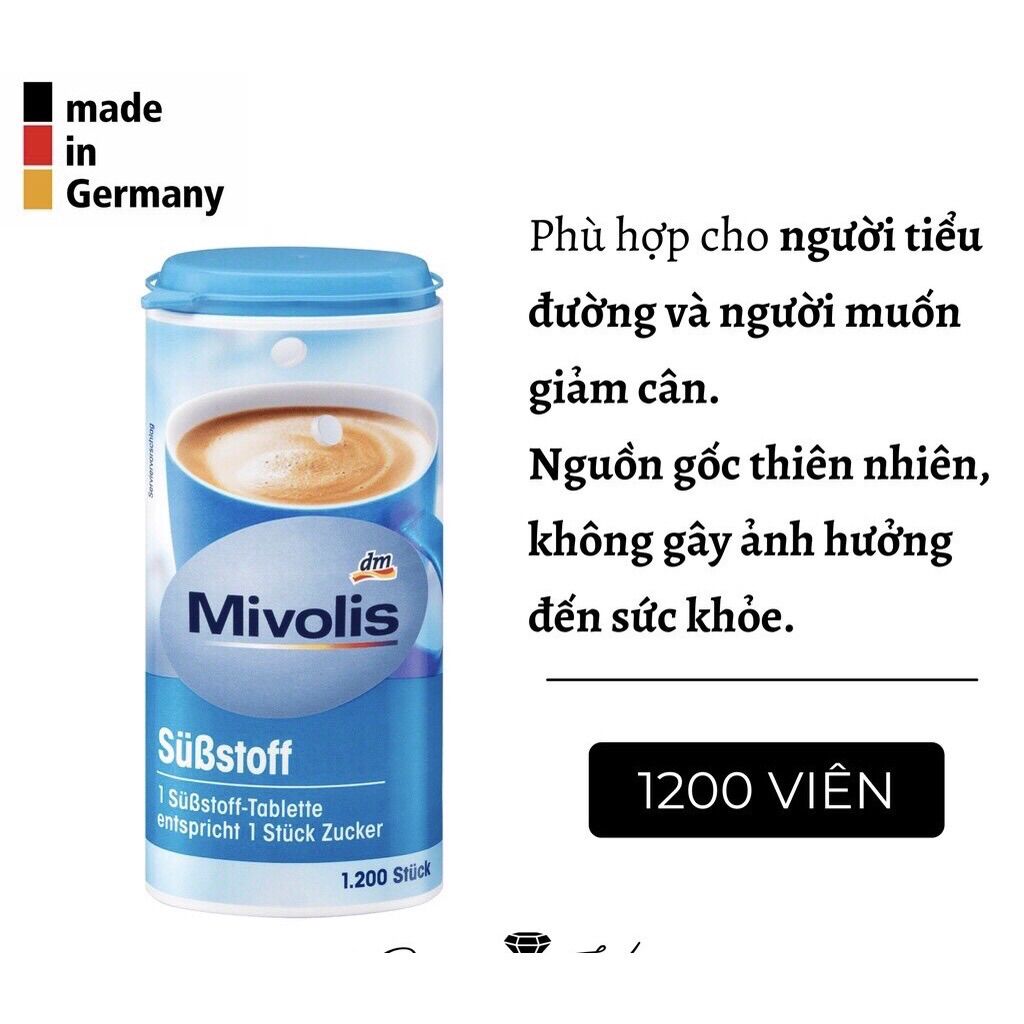 [ Hàng Đức] Viên Đường Ăn Kiêng Mivolis Substoff, 1200 Viên, Đường cho nguời tiểu đường