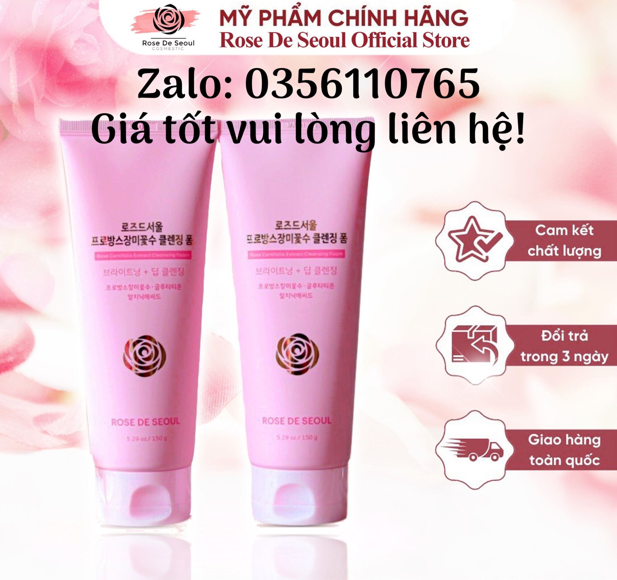 Sữa rửa mặt Rose de Seoul Hàn Quốc 150g new version 2023 hạn 2026