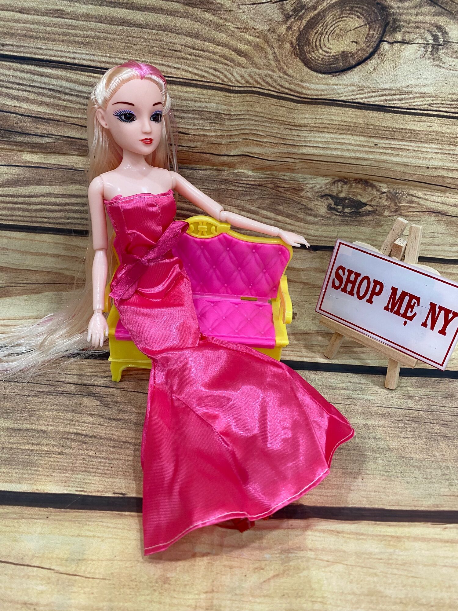 [HCM]BÚP BÊ KHỚP MẮT NGỌC TÓC DÀI (MẶC ĐẦM DẠ HỘI)