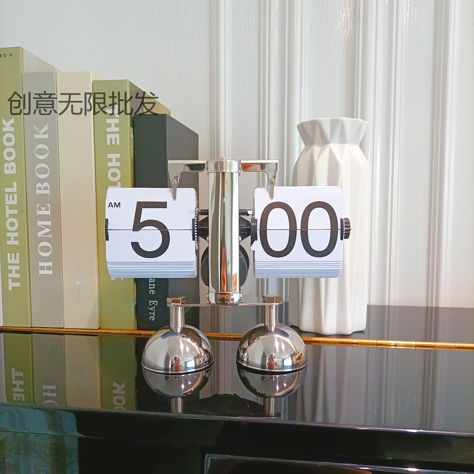 Tuyệt vời khắc tự động trang xoay đồng hồ vintage phòng khách đen trắng đồng hồ bộ đồ ăn đơn giản đồng hồ cơ khí