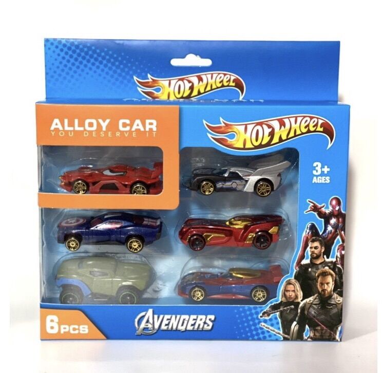 Vỉ 6 xe ô tô hotwheel avengers - alloy car