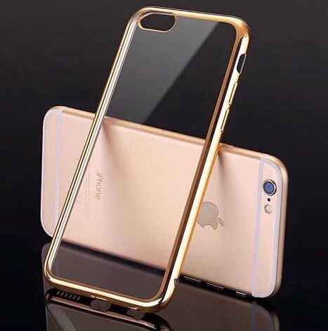 Ốp dẻo trong viền vàng cao cấp iphone 6plus, 6 plus , 6S Plus