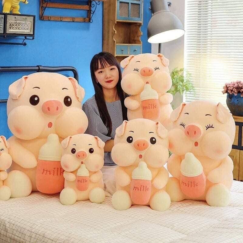 Gấu bông heo ôm bình sữa cao cấp giá sỉ