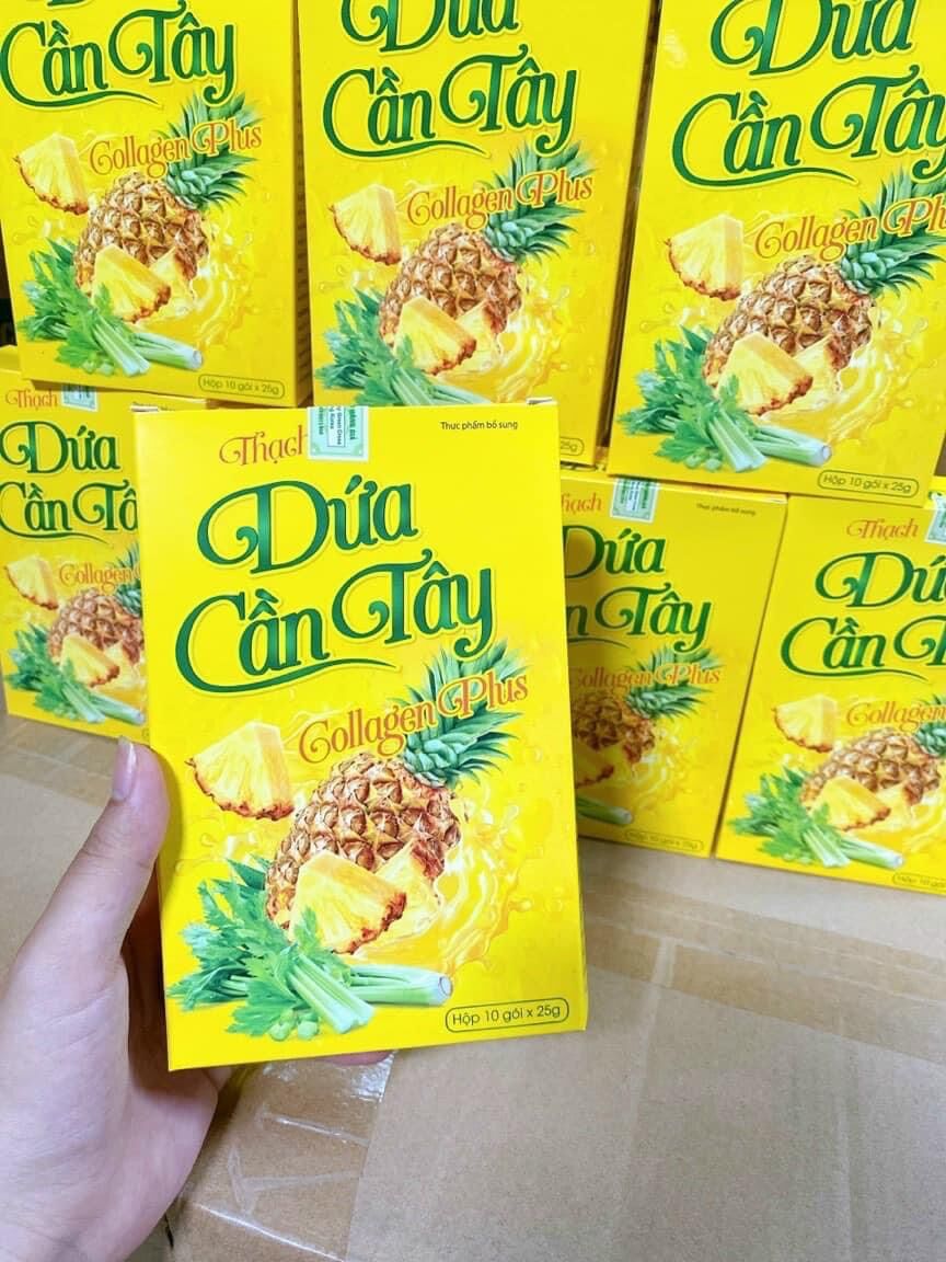 Thạch Dứa Cần Tây Collagen Plus Hộp 10 Gói
