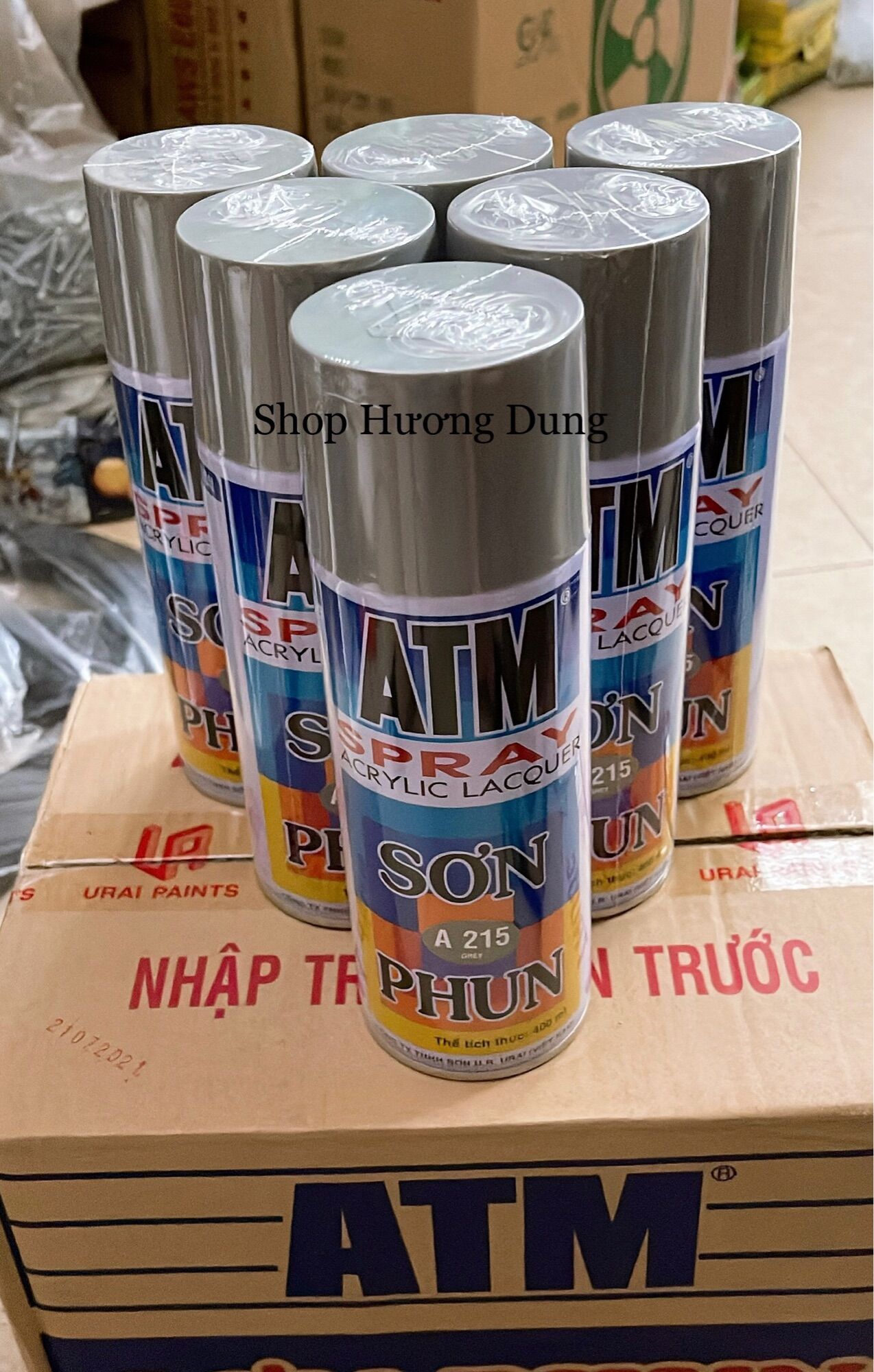 Sơn phun sơn xịt ATM màu ghi Grey A215