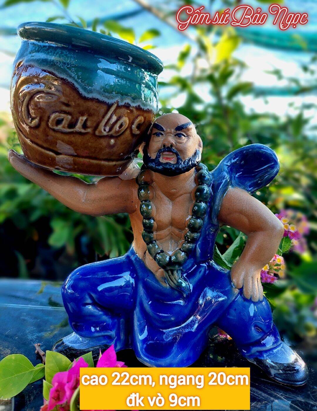 chậu tượng la hán vát vai men sứ cao cấp gốm sứ bảo ngọc bảo hành 20 năm