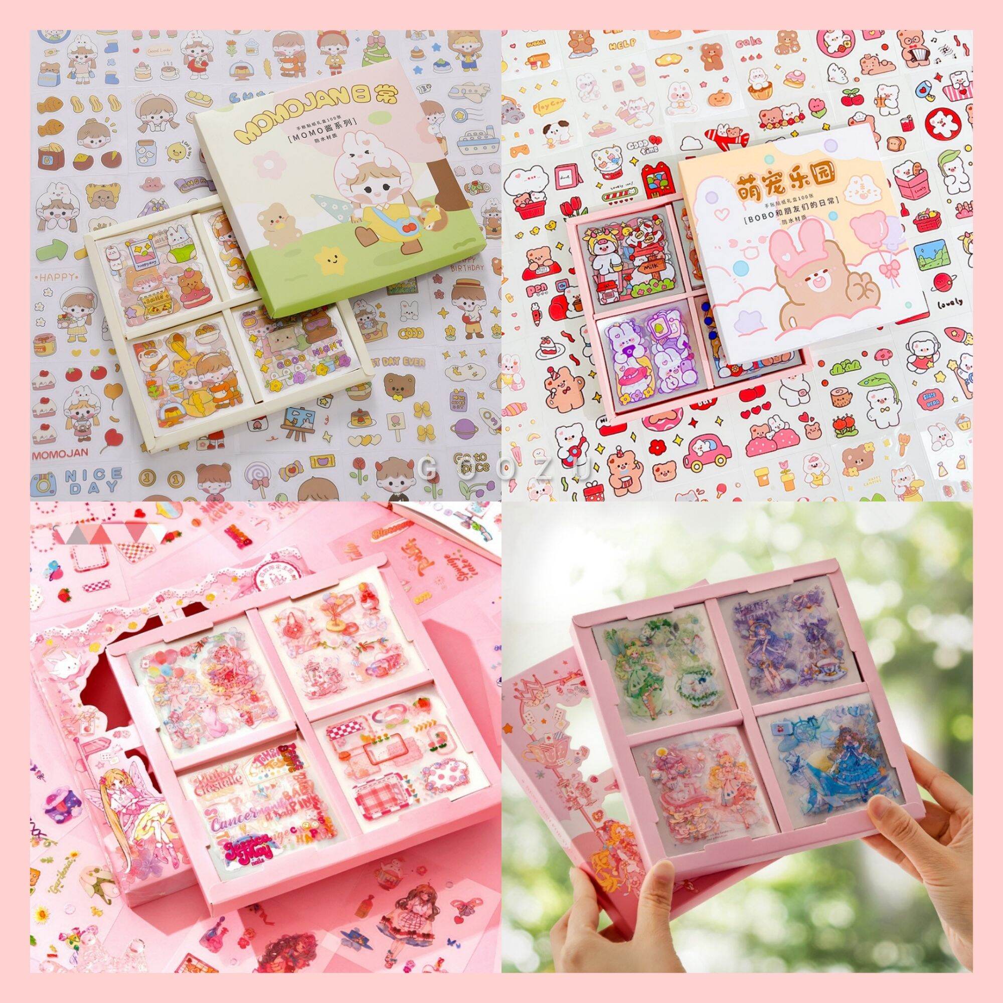 Hộp 100 tấm hình dán sticker dùng trang trí