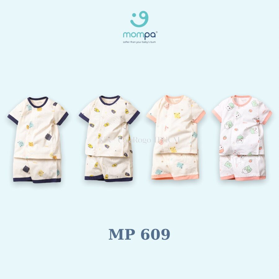 Mp609 - bộ cộc tay mompa vải cotton usa, nút cài trước