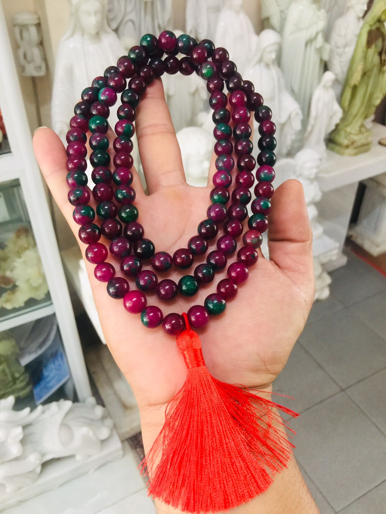 Chuỗi 108 hạt đá ruby phi bao đẹp hạt 10li