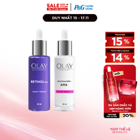 Combo Serum OLAY LUMINOUS NIACINAMIDE AHA Dưỡng Ẩm Sáng Da, Mờ Thâm Mụn Chai 30ML + Serum OLAY RETINOL24 Giúp Giữ Nét Tươi Trẻ Cho Da & Mờ Nếp Nhăn Chai 30ML