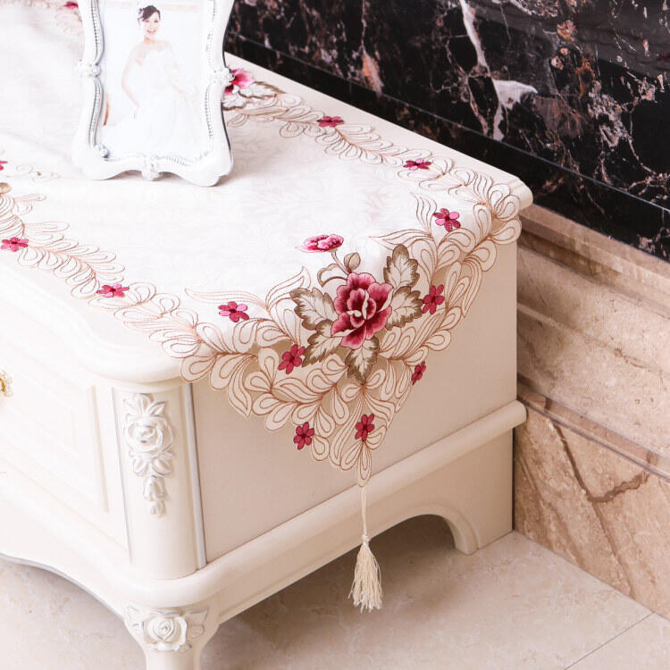 Khăn phủ vải phủ tủ tivi bàn máy tính tinh thể lỏng khăn phủ chống bụi nghệ thuật vải ren thêu hoa khăn phủ bàn tủ tivi