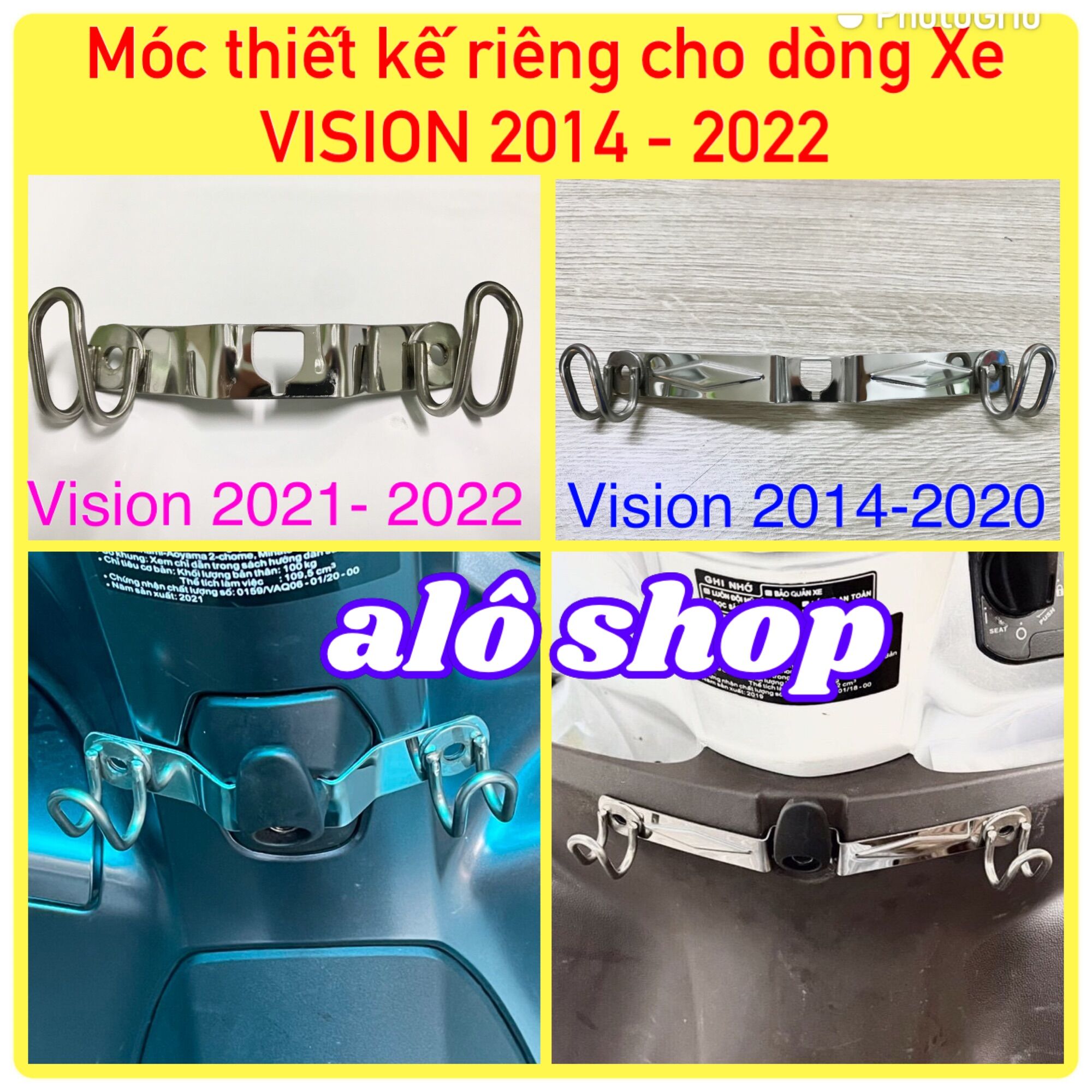 [HCM]Móc treo đồ xe Vision 2014 ~ 2020 - INOX