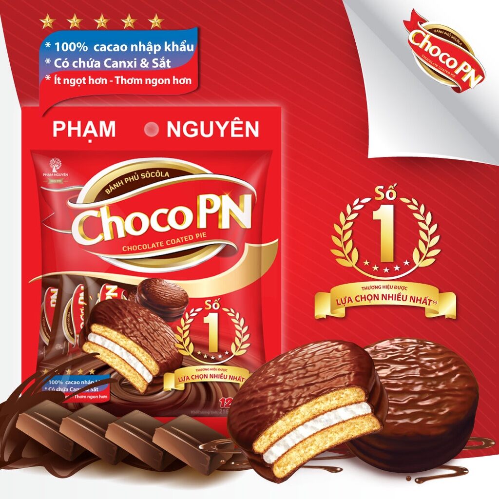 1 túi 12 bánh bông lan socola chocopn phạm nguyên