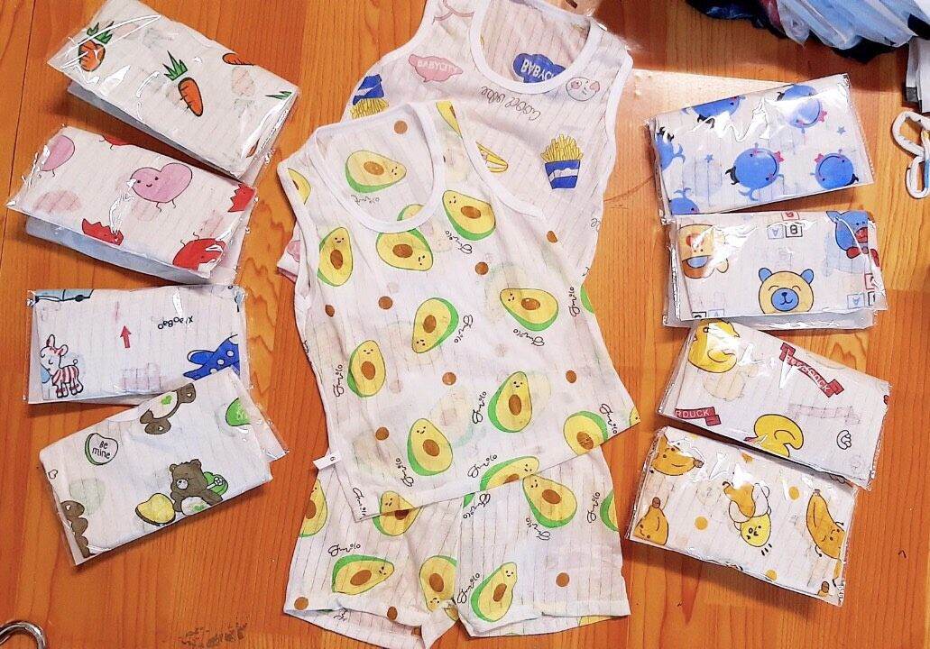 4 bộ cotton giấy ba lỗ cho bé size từ 5-7kg