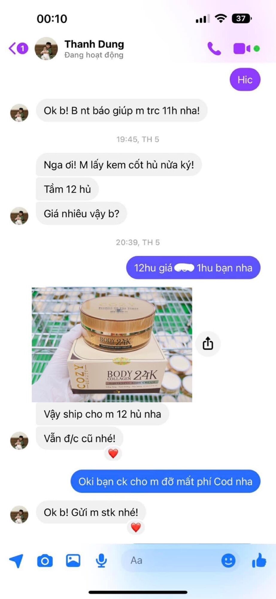 kem body cốt ủ 24k ủ trắng cực mạnh