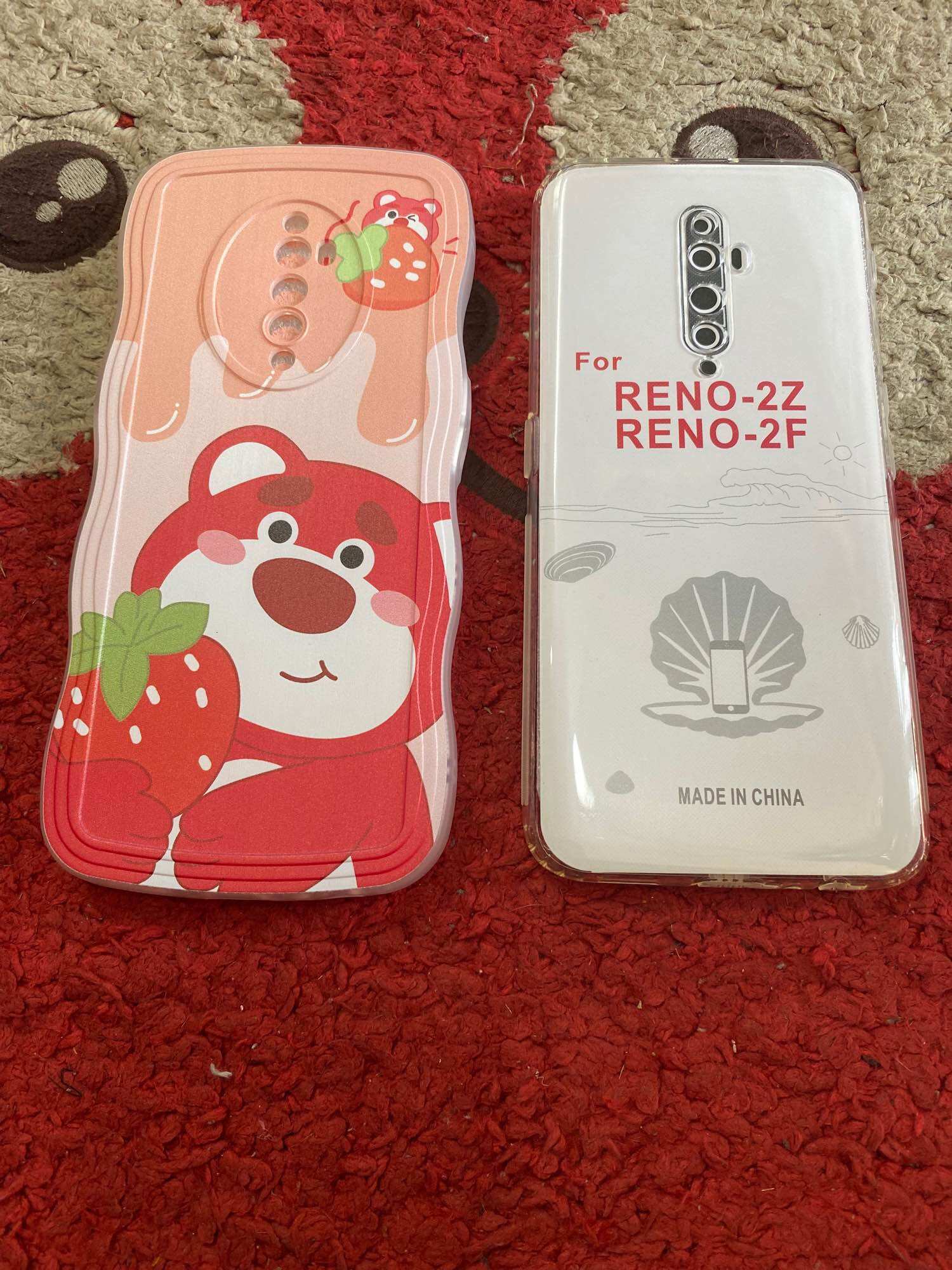 Ốp lưng Oppo Reno 2F / Reno2F gấu dâu viền chống sốc bảo vệ Camera